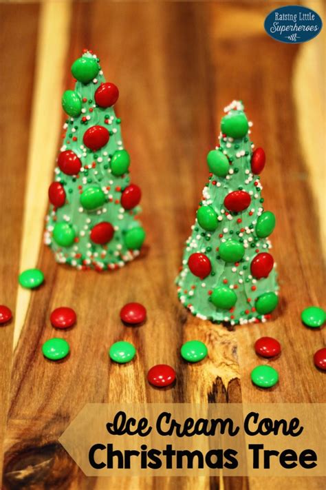 A healthy and vegan ice cream holiday dessert recipe. Ice Cream Cone Christmas Tree Treats - Raising Little Superheroes