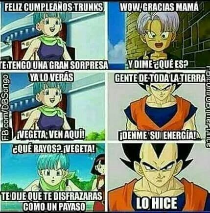 Find and save dragon ball super memes | from instagram, facebook, tumblr, twitter & more. Dragon Ball Super Memes XD #2 - Feliz Cumpleaños Trunks ...