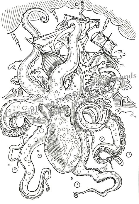 Why do we need sea monsters coloring pages? Image of Release the Kraken! Printable PDF | Coloriage