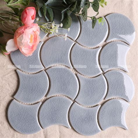 Fish scale tiles also known as fan shaped or scallop shaped tiles are on of the most interesting tiles available at the moment. Crackle fish scale porcelain mosaic CZB320X 286X286mm ...