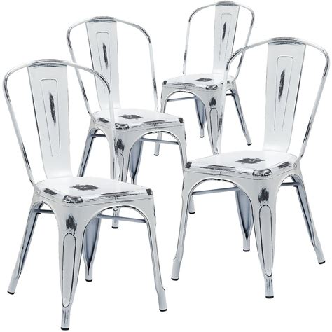 Inspired by the classic spindle chair, this contemporary update features a posh matte white finish and durable aluminum construction. AmazonSmile - Flash Furniture Distressed Metal Indoor ...