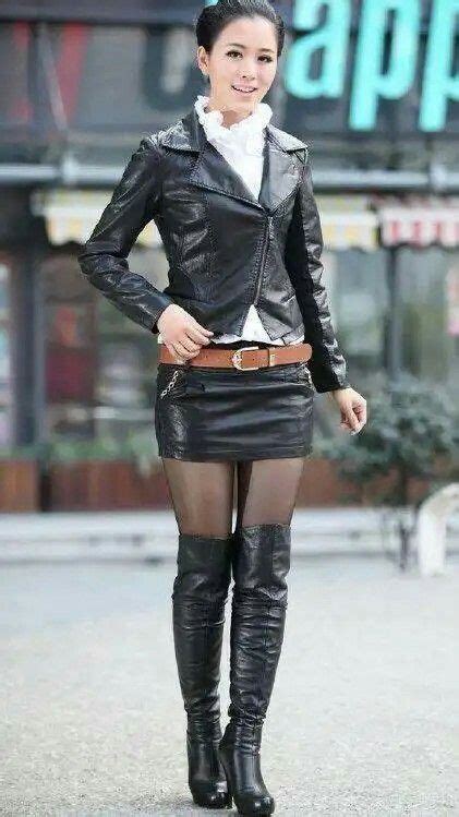 Brunette milf ava d poses solo in latex skirt and boots. Pin on leather