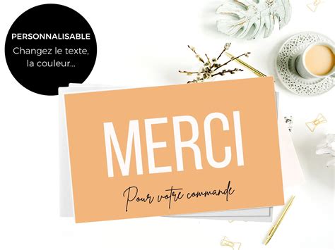 Carte "Merci pour votre commande" à imprimer et personnalisable, Format ...