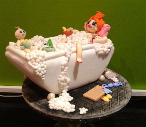 Duckies splash around in a bubble bath, so a bubble machine or five is totally appropriate! Lady having a bubble bath cake. | Cake design, Cake, Easy cake