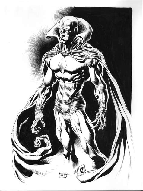 Vision is the avengers' white house liaison. The Vision by Kyle Hotz via Tumblr | Black and white ...