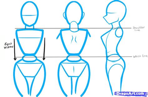 Refine the outline for the body and face. How to Draw Female Anime, Female Anime, Step by Step ...