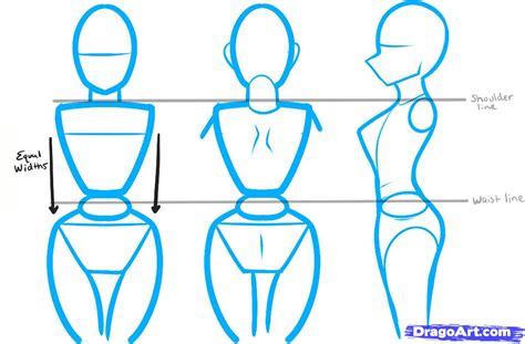 Refine the outline for the body and face. How to Draw Female Anime, Female Anime, Step by Step ...