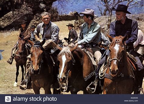 © 1960 united artists corporation with the mirisch company and alpha productions. THE MAGNIFICENT SEVEN 1960 UA film with at front from left ...