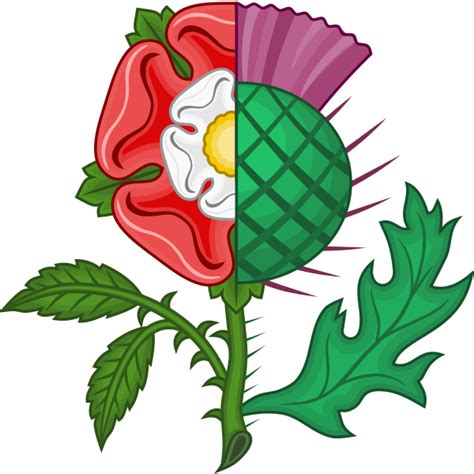 Black three thistle flowers tattoo design. File:Dimidiated Rose and Thistle Badge.svg - Wikimedia Commons