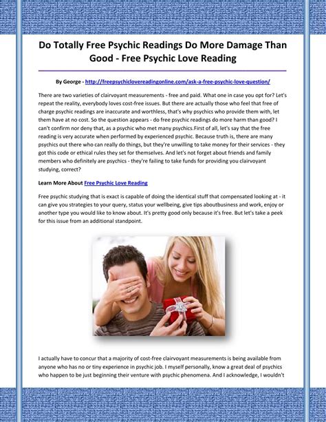 You can try my free online psychic reading offer today. Free psychic love reading by asdashgf - Issuu