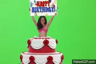 Completely hides gifts inside of a cake. Happy birthday, girl jumps out of cake on Make a GIF