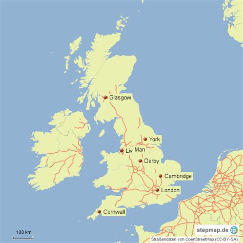 Alle landkarten von großbritannien als vektorkarte und zum sofortigem download. StepMap - Großbritannien - Landkarte für Europa