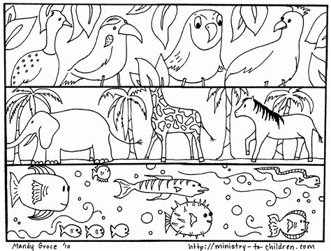 On the seventh day of creation god rested. God's Creation Coloring Pages For Kids : Days of Creation ...