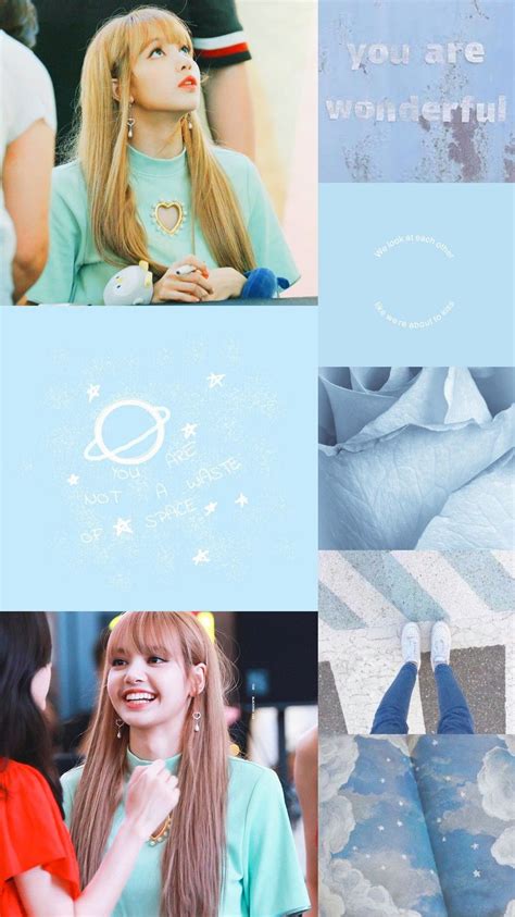 ↬ blackpink aesthetic, photos, wallpapers, icons, matching icons. Blackpink Lisa soft blue aesthetic lockscreen | Kızlar ...