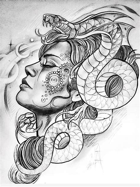 This medusa tattoo has lots of color as she stares straight onto the viewer as the snakes are nestled in her red hair. Pin by sarka art studio on Neo traditional tattoo | Medusa ...