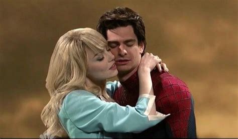 Homecoming is my favorite marvel cinematic universe movie. SNL: Spider-Man Kiss with Emma Stone, Andrew Garfield and ...