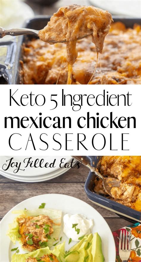 A cheesy cauliflower rice base takes the place of tortillas. 5 Ingredient Mexican Chicken Casserole - Low Carb, Keto ...