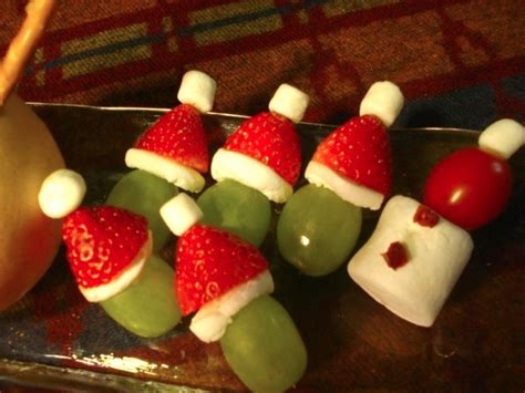 I love fruit trays, and if you are going to go through the work of washing fruit for the guests, then why not admit that this presentation makes these trays adorable. Christmas Grinch Fruit Snacks | ThriftyFun