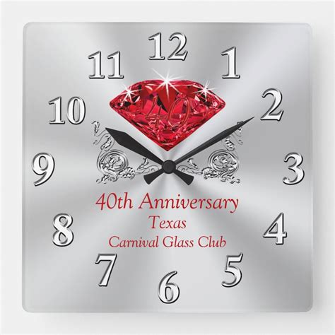 What are some gift ideas to buy for long distance relationships in 2021?well, if you are planning a surprise or if you simply want to find a nice present for. Customizable Ruby 40th Anniversary Clock | Zazzle.com ...