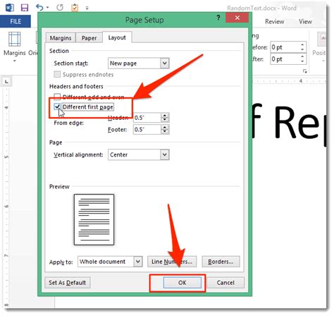 Open the source document you will copy nonadjacent pages from, and click kutools > pages > select pages. Word document footer only one page