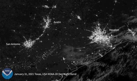 Texas' power grid was seconds and minutes away from a catastrophic failure that could have left texans in the dark for months, officials with the entity that operates the grid said thursday. NOAA-20 Views Power Outages across Texas | NOAA National ...