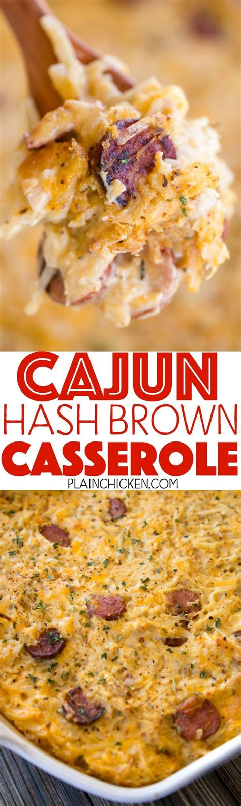 Pour into prepared casserole dish and top with remaining 1/2 cup cheese. Cajun Hash Brown Casserole - cheesy hash brown casserole ...