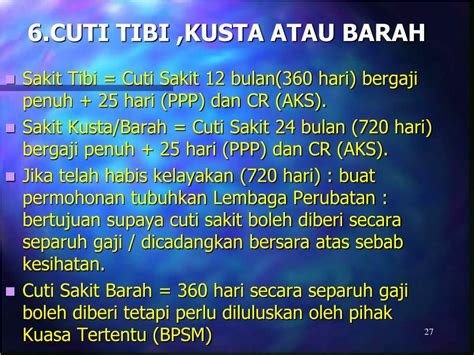 Cuti sakit tidak boleh digunakan bagi maksud menggantikan tempohcuti bersalin kecuali cuti tibi, kusta, barah atau. PPT - BAB 'C ' PowerPoint Presentation, free download - ID ...