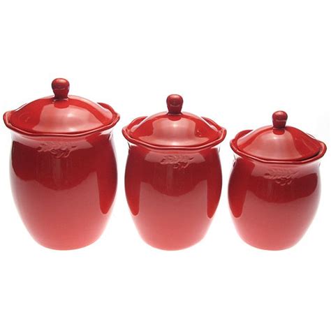Caramic canister set spices set storage jars kitchen utensils. Certified International Red 3-piece Canister Set | Ceramic ...