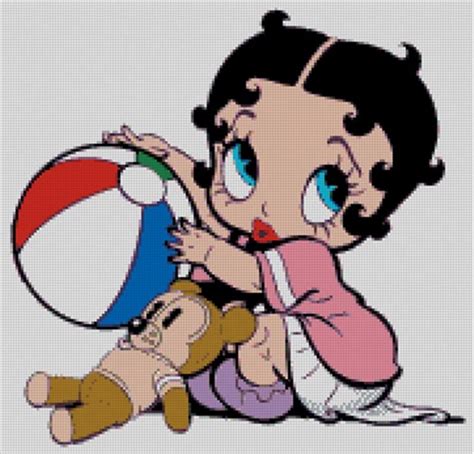 *betty boop blowing kiss* cross stitch pattern. Cross stitch chart pattern. Betty Boop Baby Ball cute ...