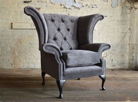 Wing chair covers are also popular because new wing chair fabrics can get destroyed easily, especially if you are a pet owner! Details about HANDMADE SLATE GREY VELVET CHESTERFIELD WING ...