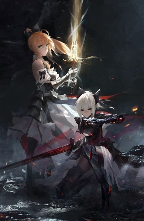 Saber wars is a likely upcoming event around mid january that is saber faced themed. #fgo, Saber Lily, Saber Alter | Anime, Anime artwork, Art