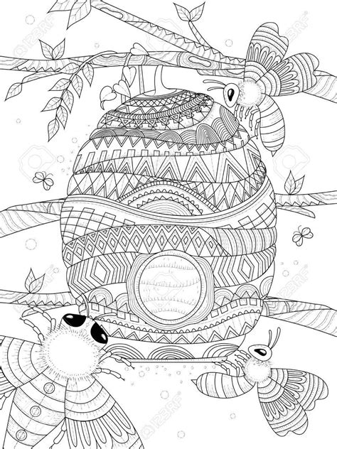 Honeycomb coloring page at getcoloringscom free template. bee flies around honeycomb - adult coloring page ...
