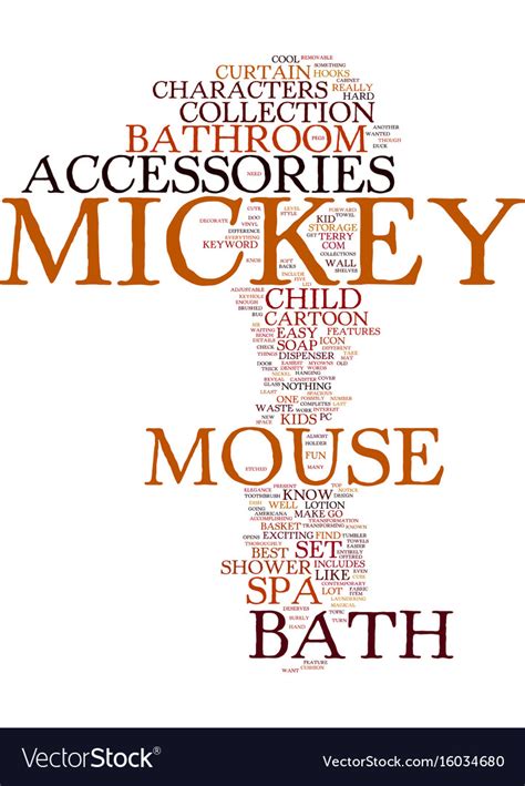 Mickey mouse & minnie mouse bath towel set. Mickey mouse bath accessories text background Vector Image