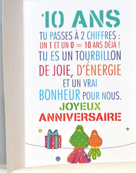 Modele texte anniversaire 42 ans. Carte Anniversaire Garçon 10 Ans | Carte De Paris