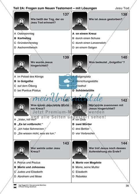 Diese leseprobe der bildkarten zur sprachförderung können sie kostenlos ausdrucken. Bibel-Quiz: Fragen zum Neuen Testament mit Lösungen ...