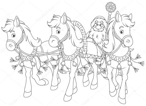 On this page with free christmas coloring pages you will find free christmas coloring sheets with christmas wreath with bows and gifts when you print these coloring pages, they should fit an a4 sized paper. Download - Outlined santa with horses pulling his sleigh ...