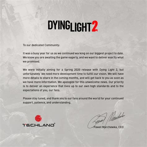 Dying light 2 was announced during microsoft's e3 2018 press conference and we've already seen more details of what to expect from the gameplay, setting, and story from the 2019 e3 trailer. Dying Light 2 repoussé à une date inconnue - Next Stage