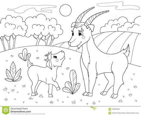 Click here to buy a carton. Childrens Cartoon Coloring Book. A Family Of Goats In A ...