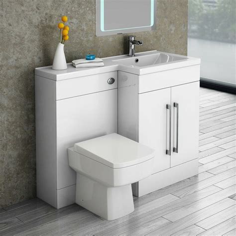 It combines a bathroom sink with practical storage space, helping to declutter everyday items, whilst utilising the space you have available. Bathroom / Cloakroom Vanity Suite combined sink and toilet ...