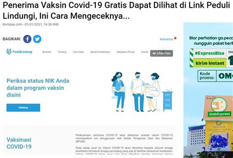 Mereka yang sudah divaksin akan mendapatkan sertifikat vaksin melalui pedulilindung.id. Cek Fakta Pendaftaran Vaksin Gratis Lewat NIK Penipuan ...