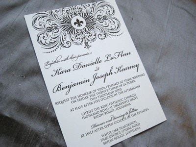 Posted in elegant wedding invitations, sample designs Blush Paperie: Kara & Ben's fleur de lis invitations