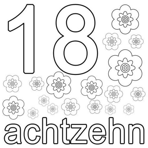 Mit dem zerlegen der zahlen bis 10 wird eine gute grundlage für das mathematikverständnis von grundschülern geschaffen. Kostenlose Malvorlage Zahlen: achtzehn zum Ausmalen