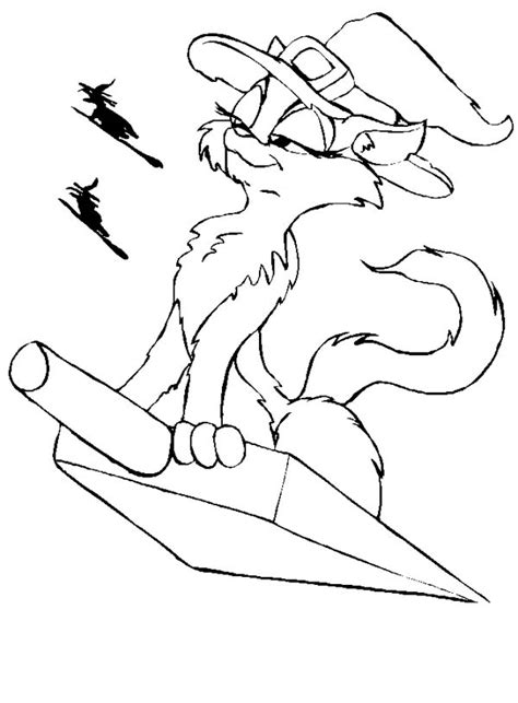 Select from 35428 printable coloring pages of cartoons, animals, nature, bible and many more. Witch Cat Riding Scoop on Halloween Day Coloring Page - NetArt