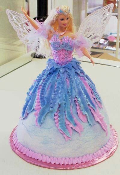 Cut off rounded tops of cakes. Barbie angel doll cake | Doll cake, Barbie doll cakes ...