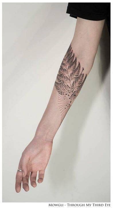 Custom tattoos are works of art that take hours of labor, sketching, and ink to bring to life. 'Nimble Etiquette' by Mowgli - Artist Thank you Liv X | Fern tattoo, Inspirational tattoos ...