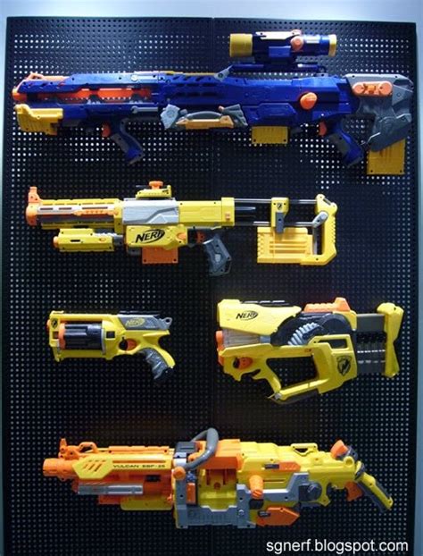 All three types of these vertical gun racks use a minimum amount of wall space. SG Nerf: Nerf Blaster Rack!