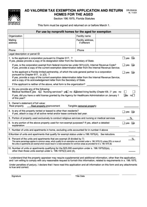 Completing this form can be a daunting task because of the legal and tax technicalities you'll need to understand. Form Dr-504ha - Ad Valorem Tax Exemption Application And ...