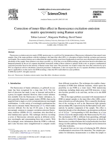 Effects of fluorophore concentration on fluorescence spectra: (PDF) Correction of inner-filter effect in fluorescence ...