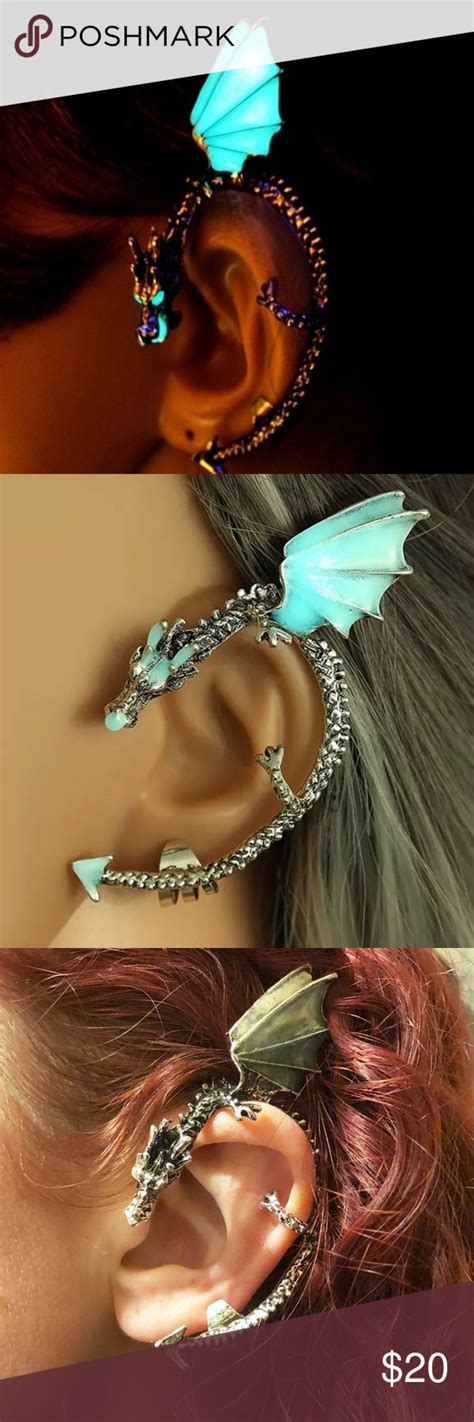 How to put on dragon ear cuff. Dragon ear cuff glow in the dark led ren faire | Ear cuff ...