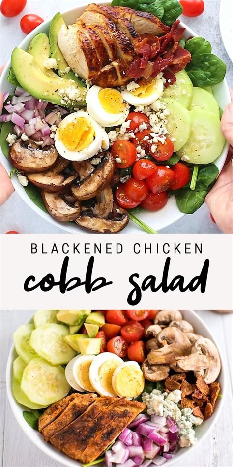 Made with the juiciest garlic rosemary chicken thighs and the most flavorful honey if only all cobb salads looked like this, i never would have said no to them growing up! Blackened Chicken Cobb Salad | Eating Bird Food in 2020 ...